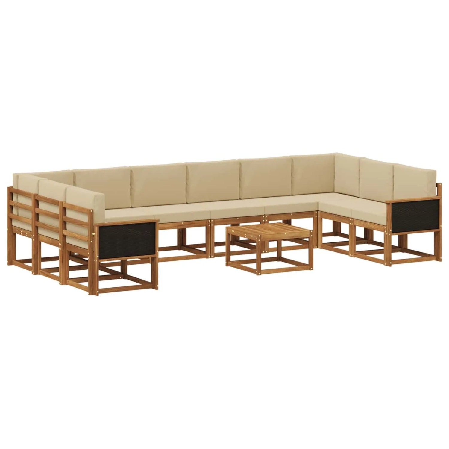 vidaXL Outdoor-Sofagarnitur 11 Stk Natur und Beige Massivholz Akazie 3385584