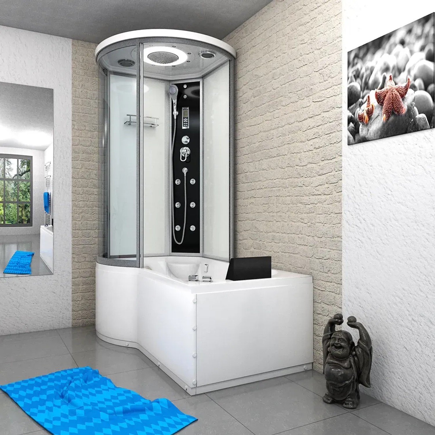 AcquaVapore Whirlpool-Duschkombination 100x170 im Badezimmer.