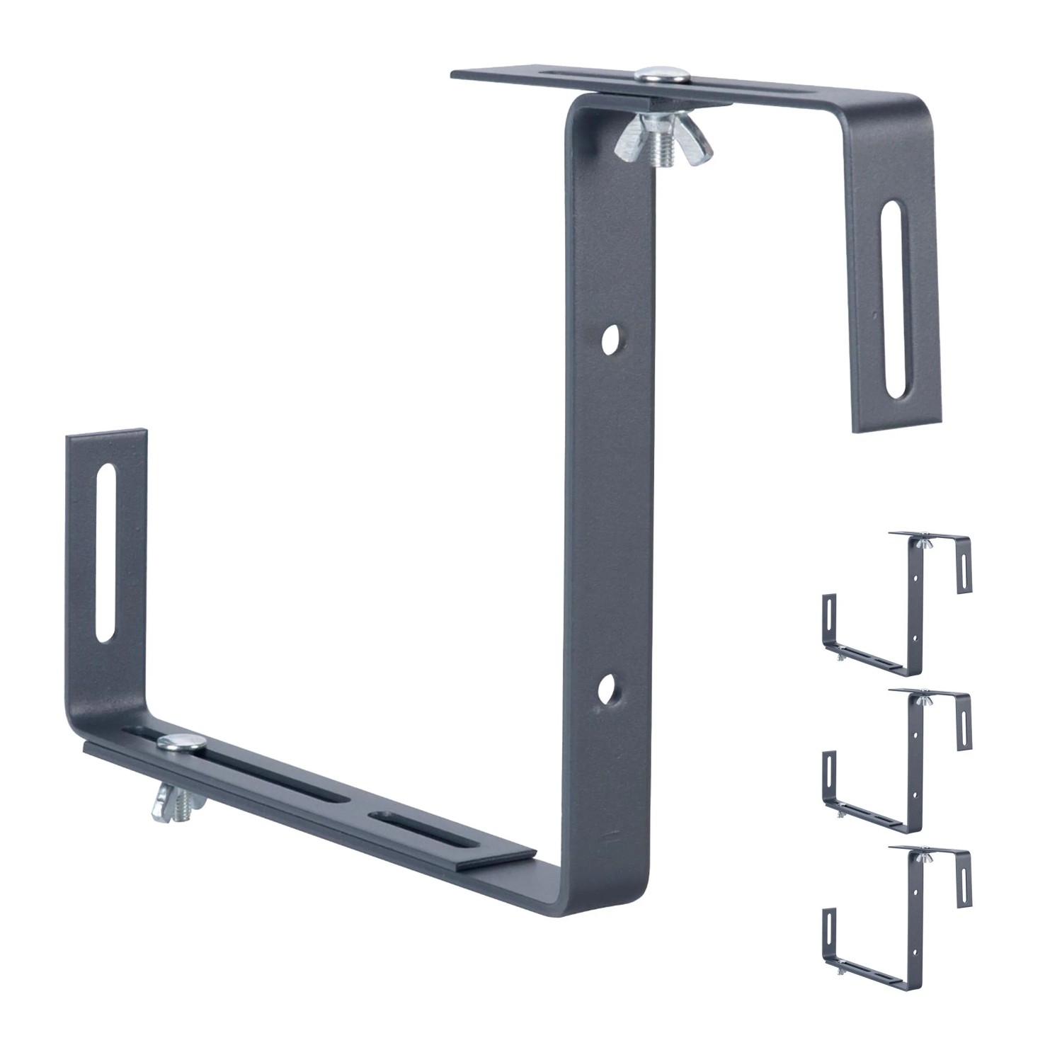 Relaxdays Blumenkastenhalter 4er Set Metall Anthrazit Verstellbar Ohne Bohren 17 x 2 cm 1,2 kg