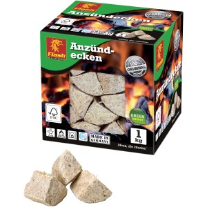 Flash Anzündecken 1 kg, Anzünder aus Holz und Wachs für Grill, Ofen und Kamin.