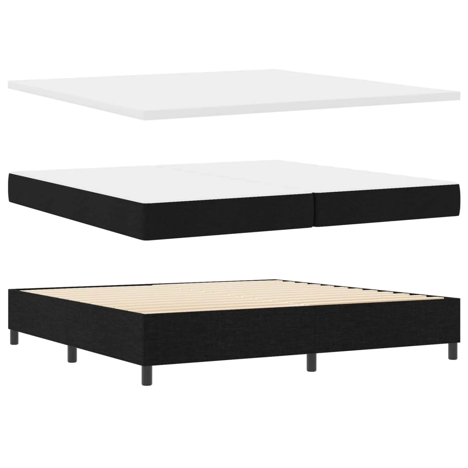 vidaXL Boxspringbett mit Matratze mit LED Schwarz 200 x 200 cm Stoff 3342972