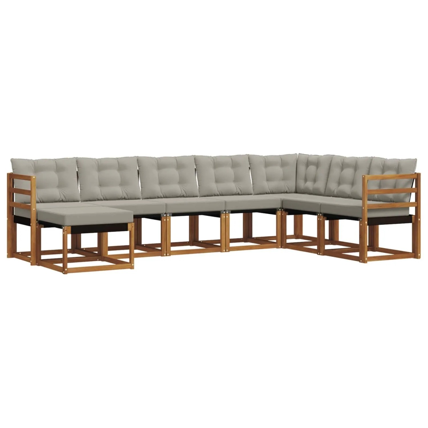 vidaXL Outdoor-Sofagarnitur mit Kissen 8-Tlg Natur und Hellgrau 3368942