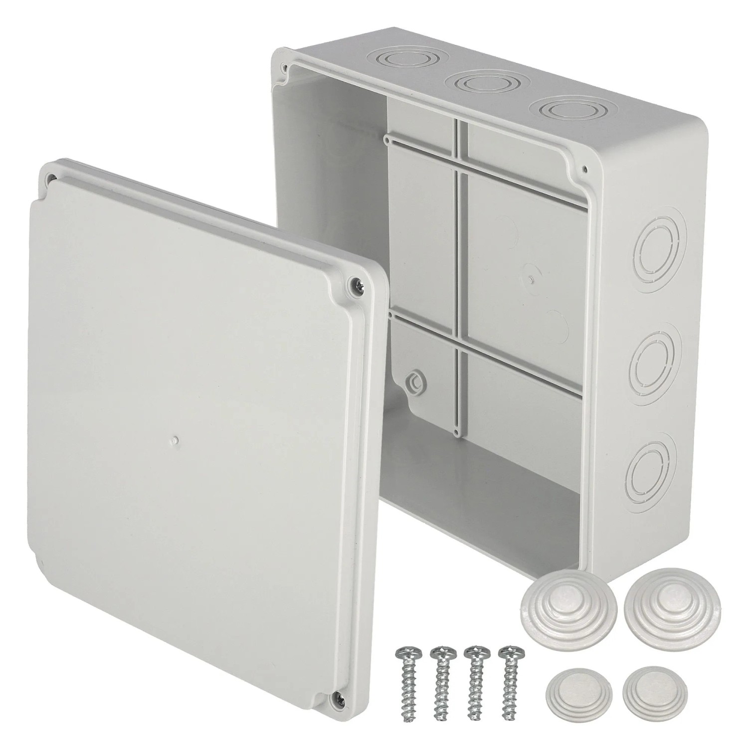 EDO Abzweigkasten Aufputz 200 x 200 x 80 mm Grau IP65 ABS