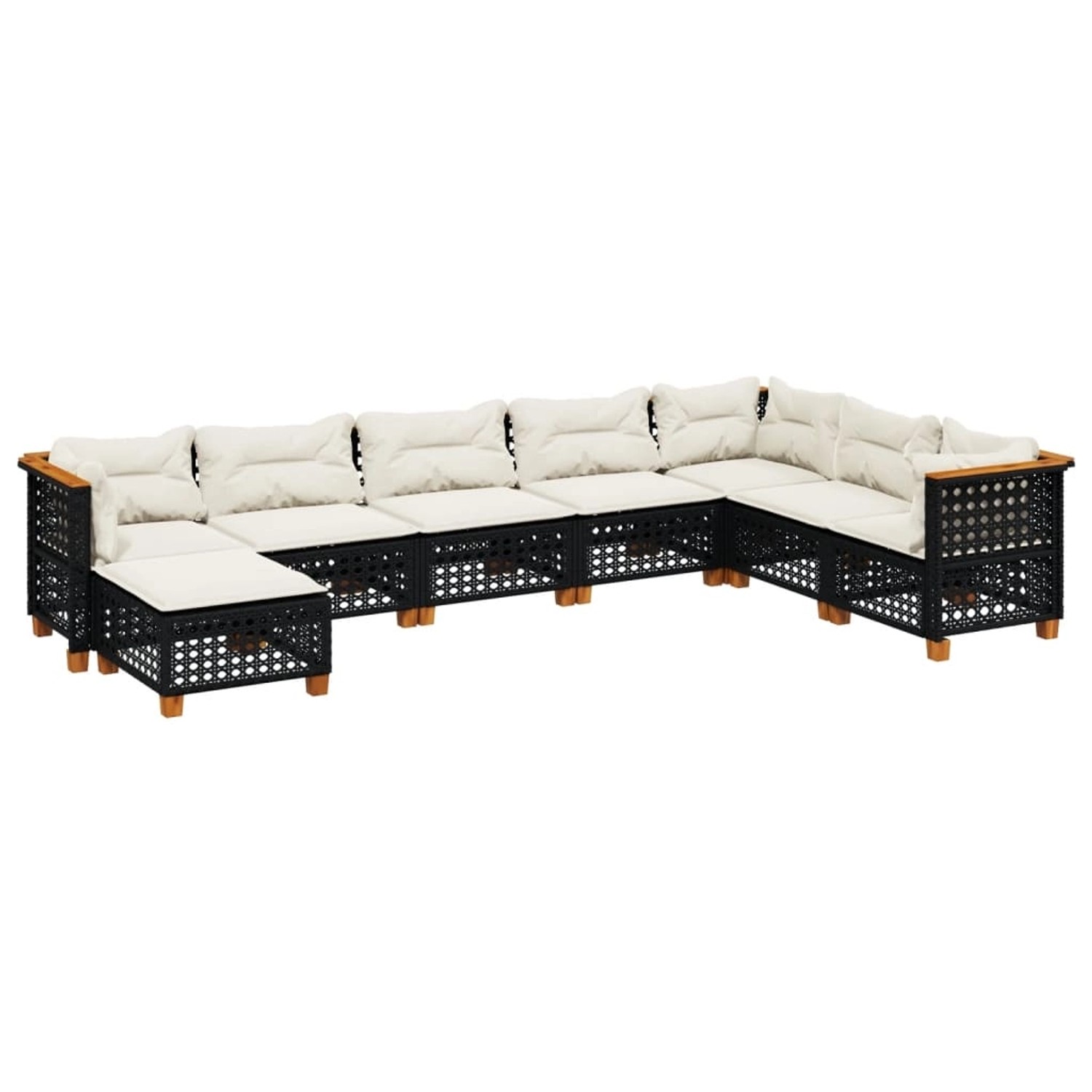 vidaXL 8-Tlg Garten-Sofagarnitur mit Kissen Schwarz Poly Rattan 3261956