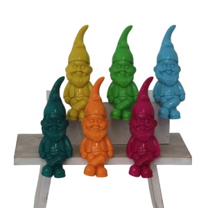 Bunte Zwerg Kantenhocker Dekofiguren, 6-fach sortiert, für die Gartendekoration.