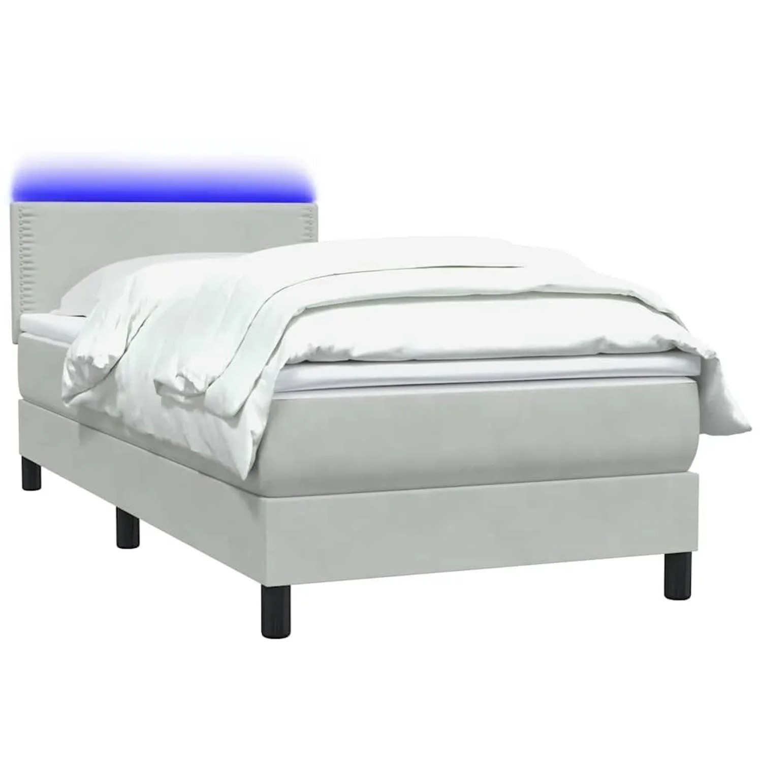 vidaXL Boxspringbett mit Matratze & LED Hellgrau 80x220 cm Samt 3316809 günstig online kaufen