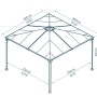 Maße des Canopia Gartenpavillon Palermo 3.6 x 3.6 Anthrazit