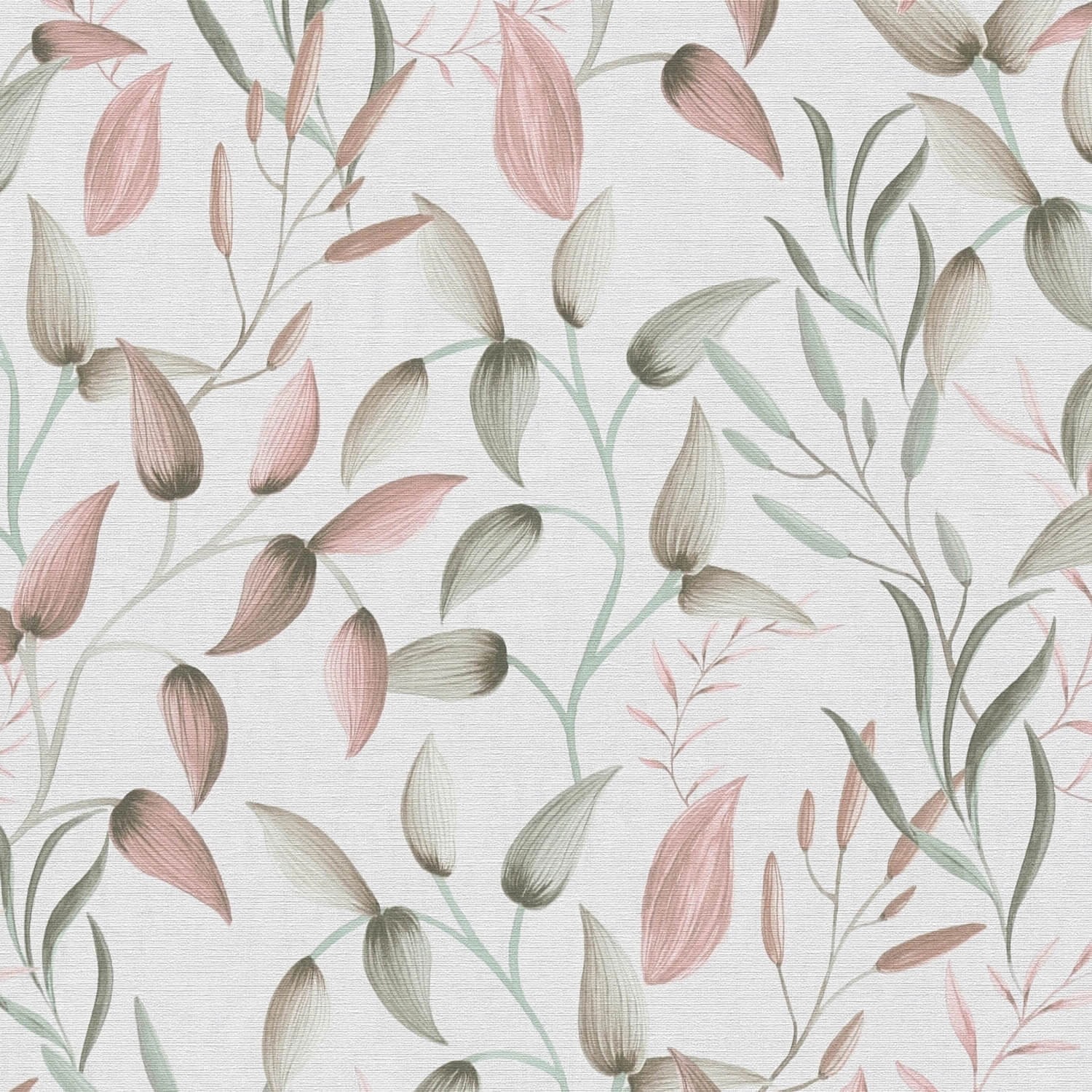 PROFHOME 397451-GU Landhaus Tapete Floral Matt Grün Rosa Creme-Weiß 0,53 m günstig online kaufen