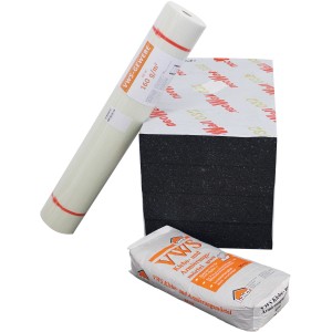 WDVS Basis-Paket: Dämmplatten, Armierungsgewebe und Klebemörtel für Vollwärmeschutz-Systeme.