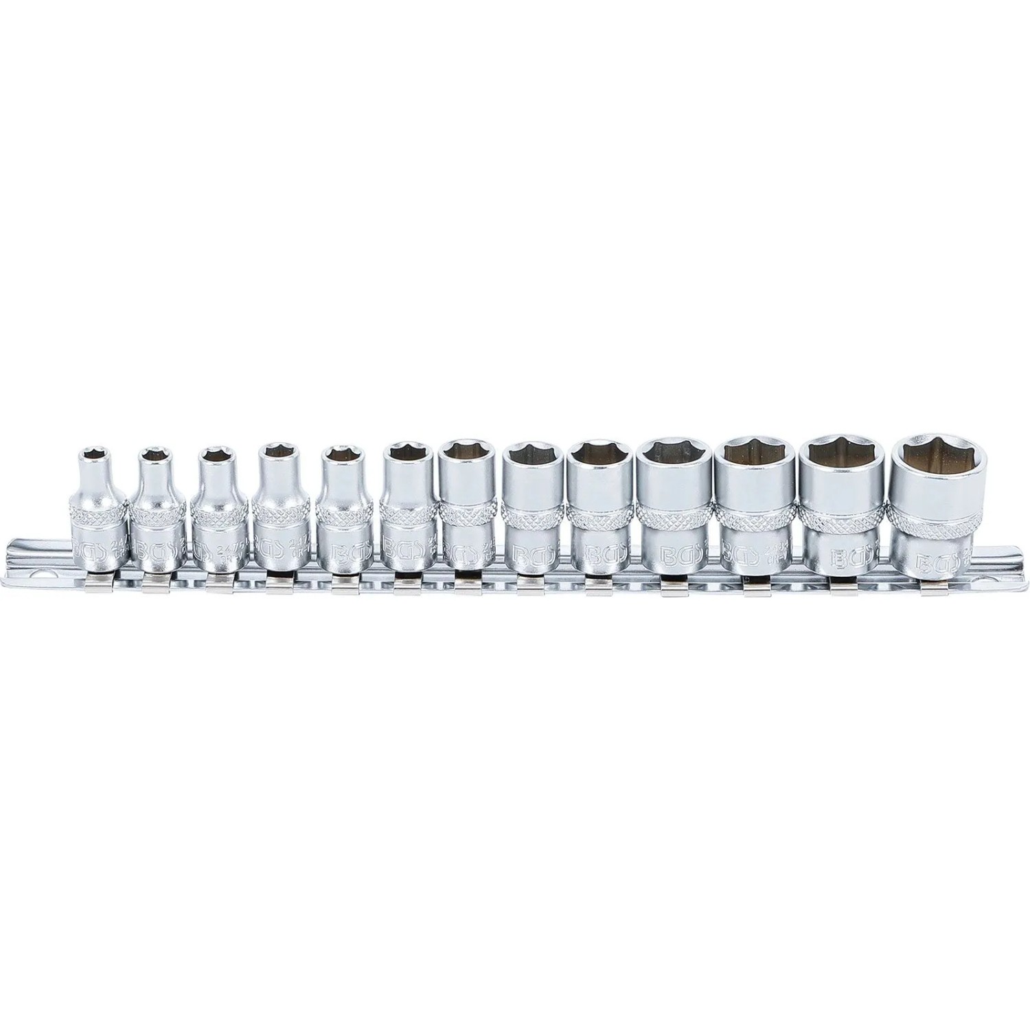 BGS Steckschlüssel Einsatz Satz Sechskant Antrieb Innenvierkant 6 3 Mm  1 4 Zoll  SW 4 14 Mm 13Tlg  9102