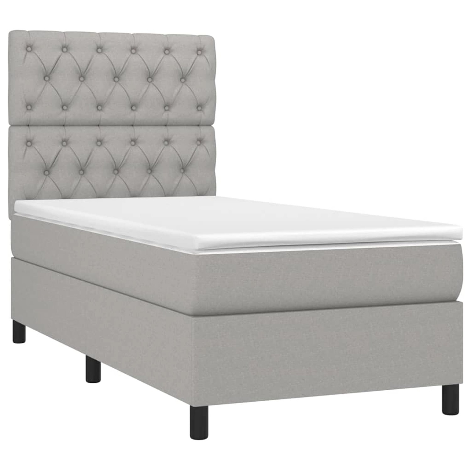vidaXL Boxspringbett mit Matratze & LED Hellgrau 80x200 cm Stoff 3135069 günstig online kaufen