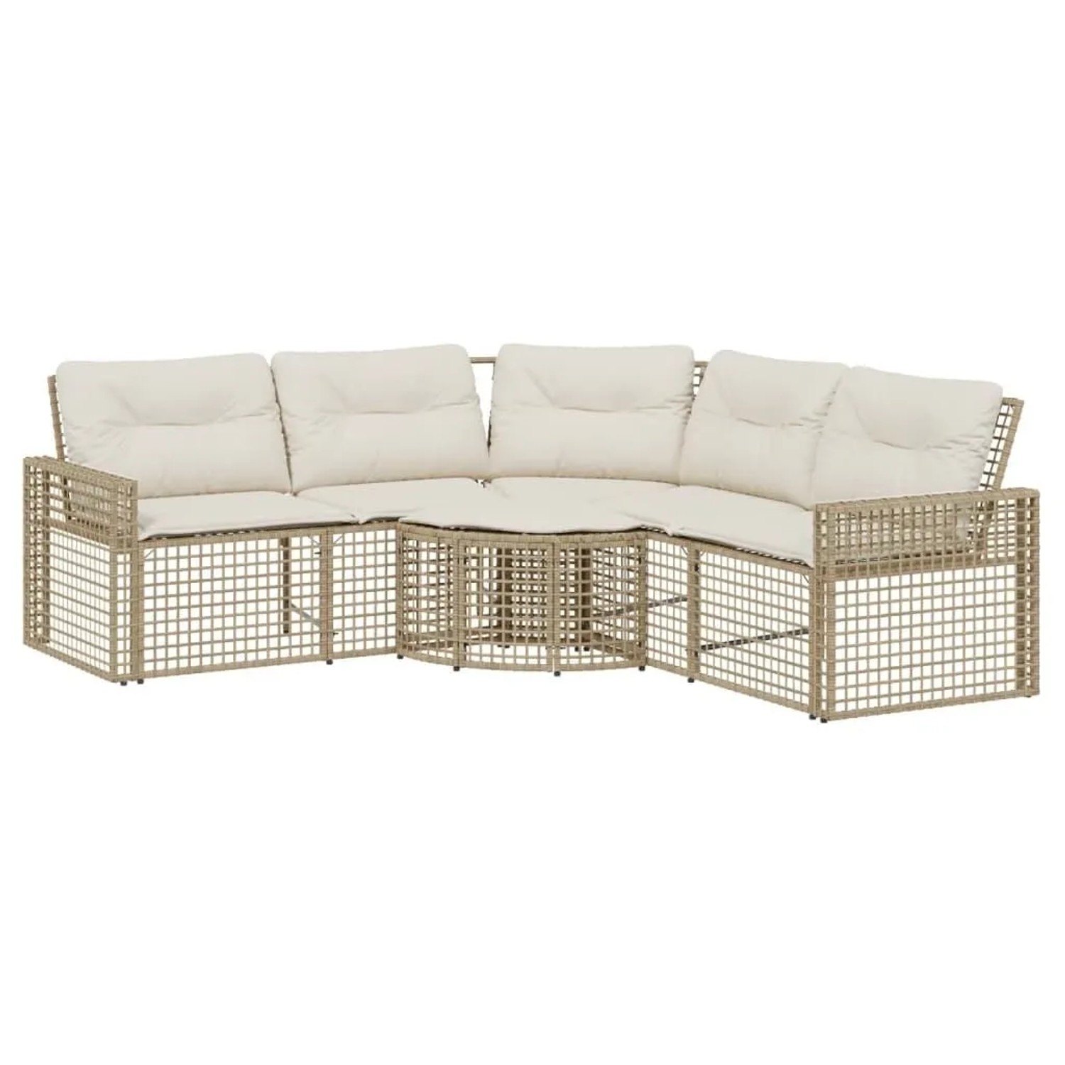 vidaXL Gartensofa in L-Form mit Kissen und Fußbank Beige Poly Rattan 365896