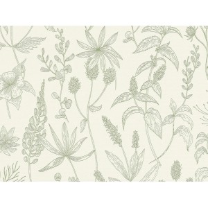 Jette Joop Vliestapete mit Blätter-Motiv in Weiß und Grün.