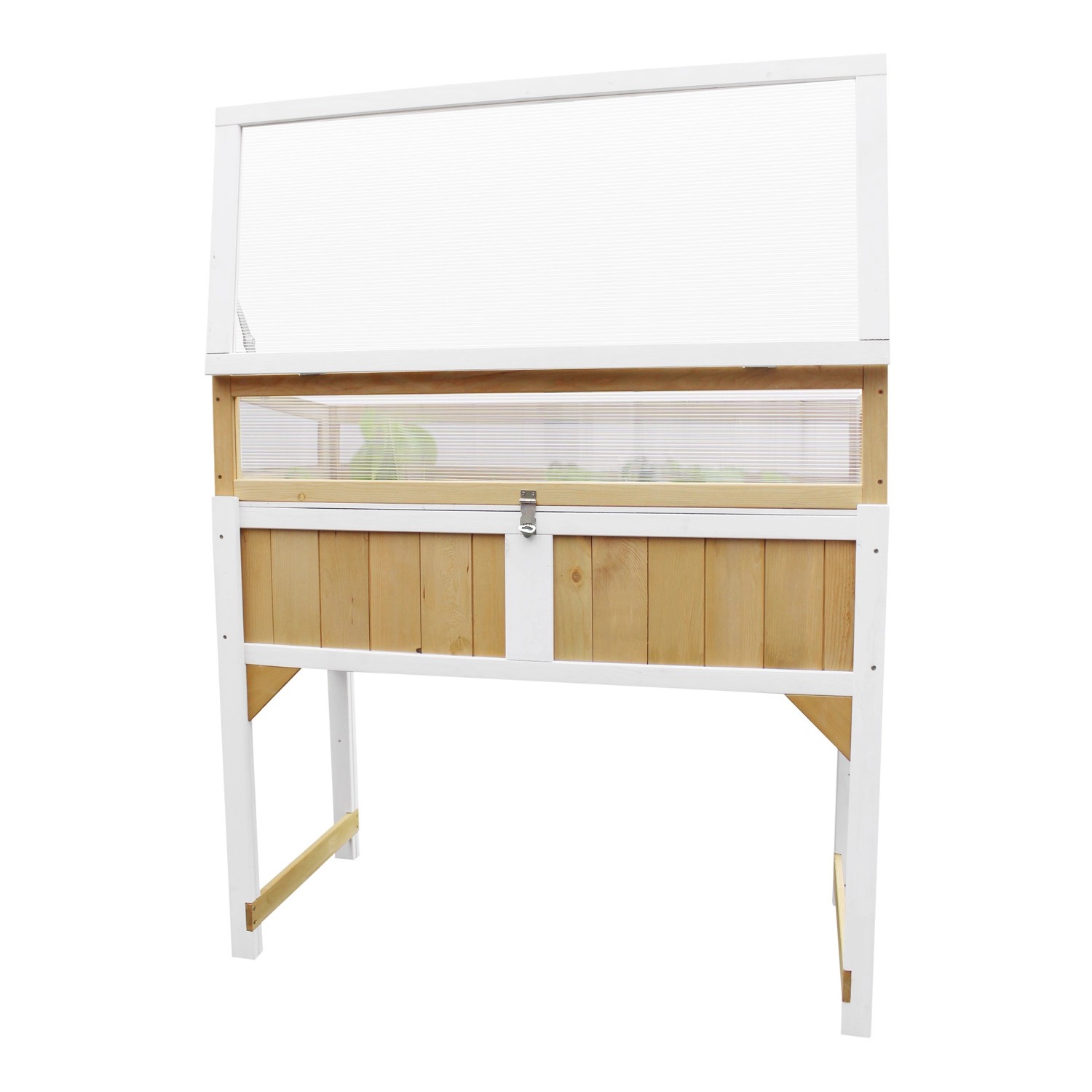 Axi Hochbeet mit Gewächshaus, braun-weiß, 120x54x120 cm. Holz-Hochbeet mit Aufsatz.