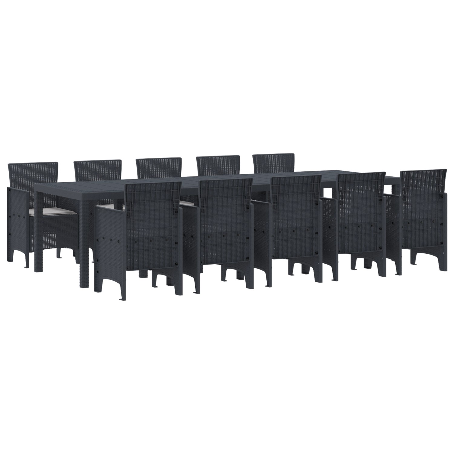 vidaXL 11-Teiliges Garten Essset mit Kissen Anthrazit Poly Rattan 3378754 günstig online kaufen