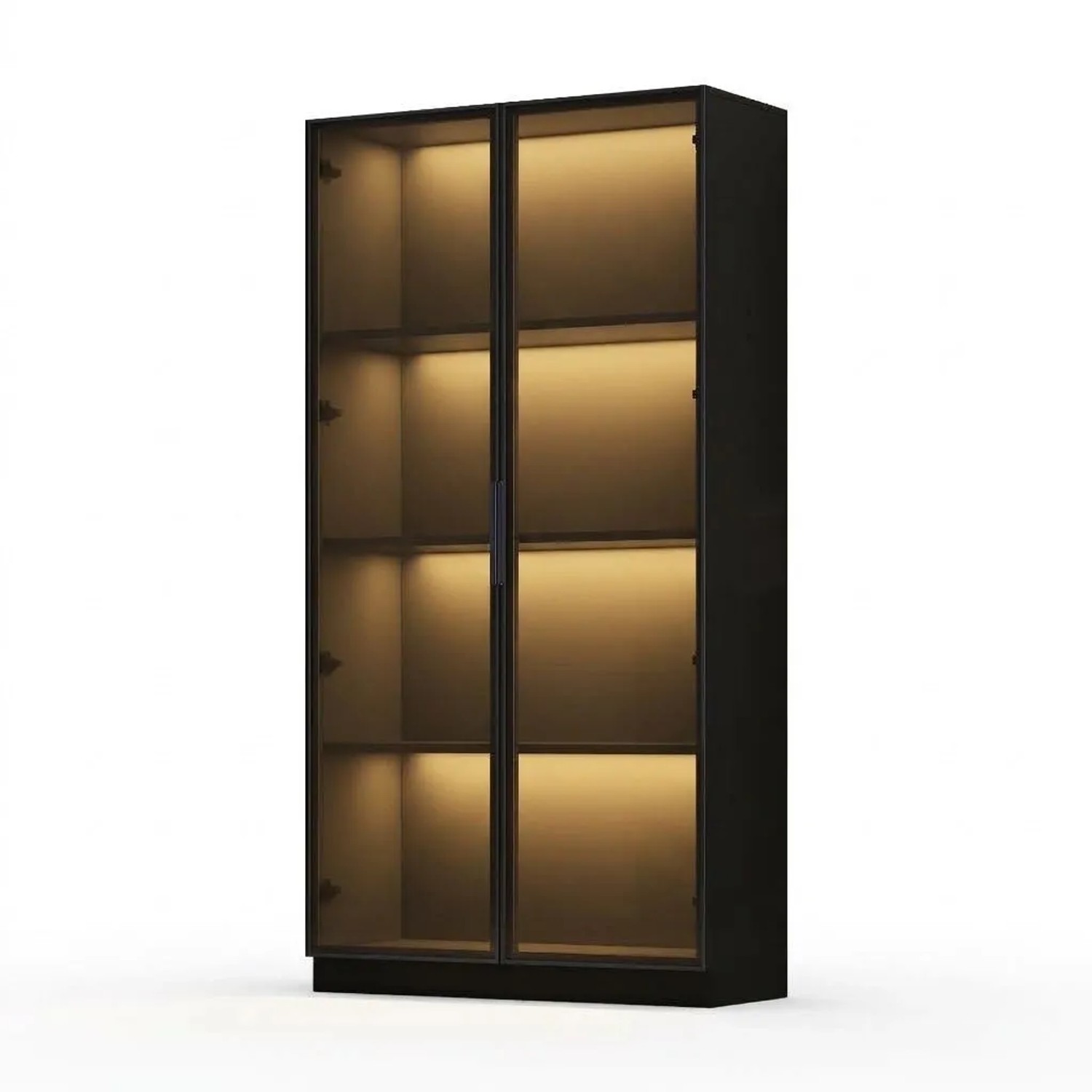 Merax Glasvitrine 80x40x160 cm mit App LED Verstellbaren Böden Hochschrank