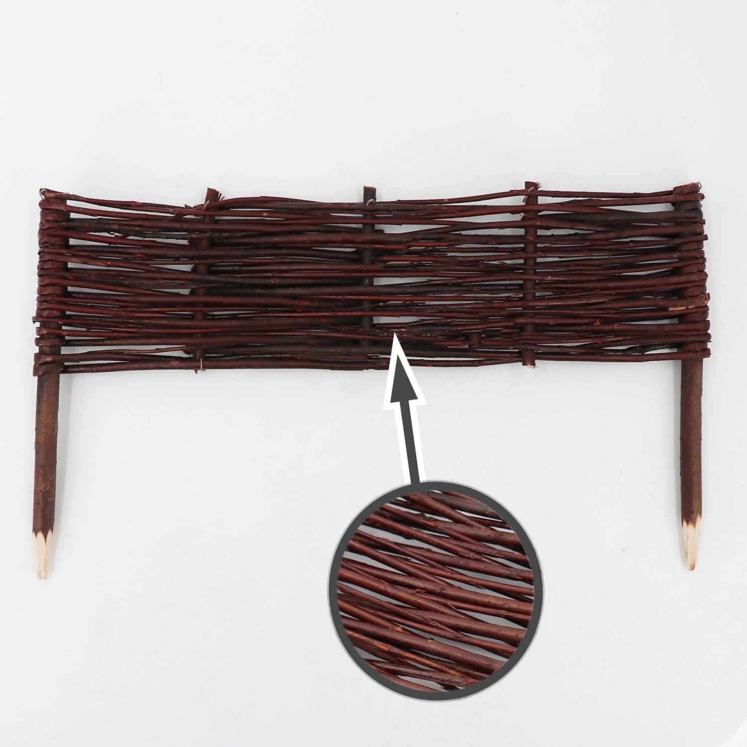 Aquagart Beeteinfassung aus Weide, 20x60cm. Beetbegrenzung, Rasenkante, Weidenzaun.