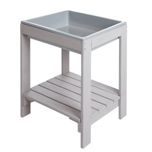 roba Spieltisch Tiny mit Wanne, grau, aus Holz, für Kinder zum Spielen mit Wasser und Sand.