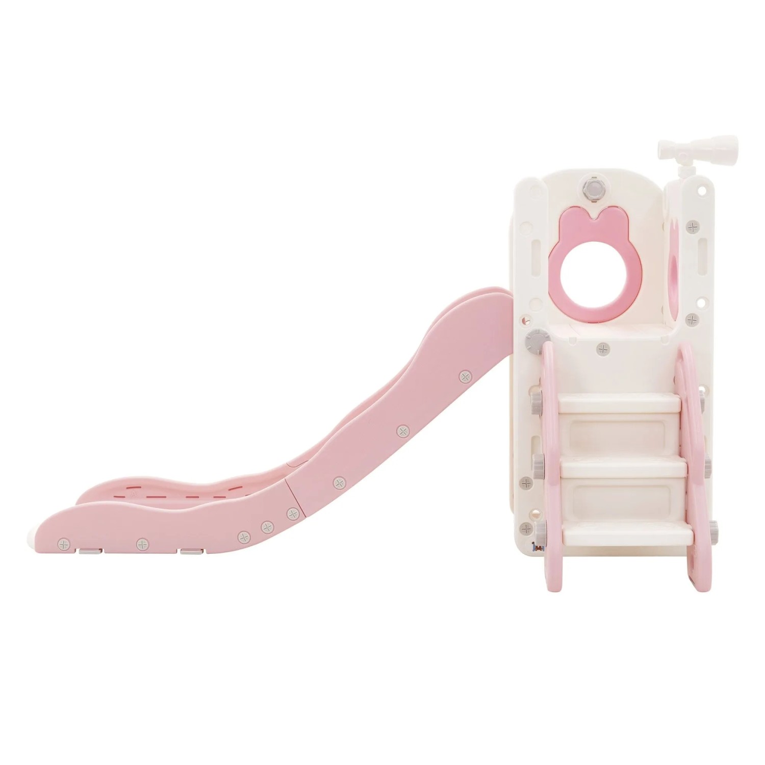 Joyz 3in1 Kinderrutsche Rosa Kunststoff mit Spielturm & Basketballkorb_5