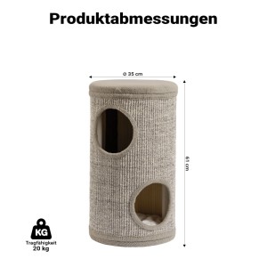 Fudajo Forest Kratztonne Mehrfarbig 61Cm Ø35Cm Kratzturm Kratzbaum Katzentonne