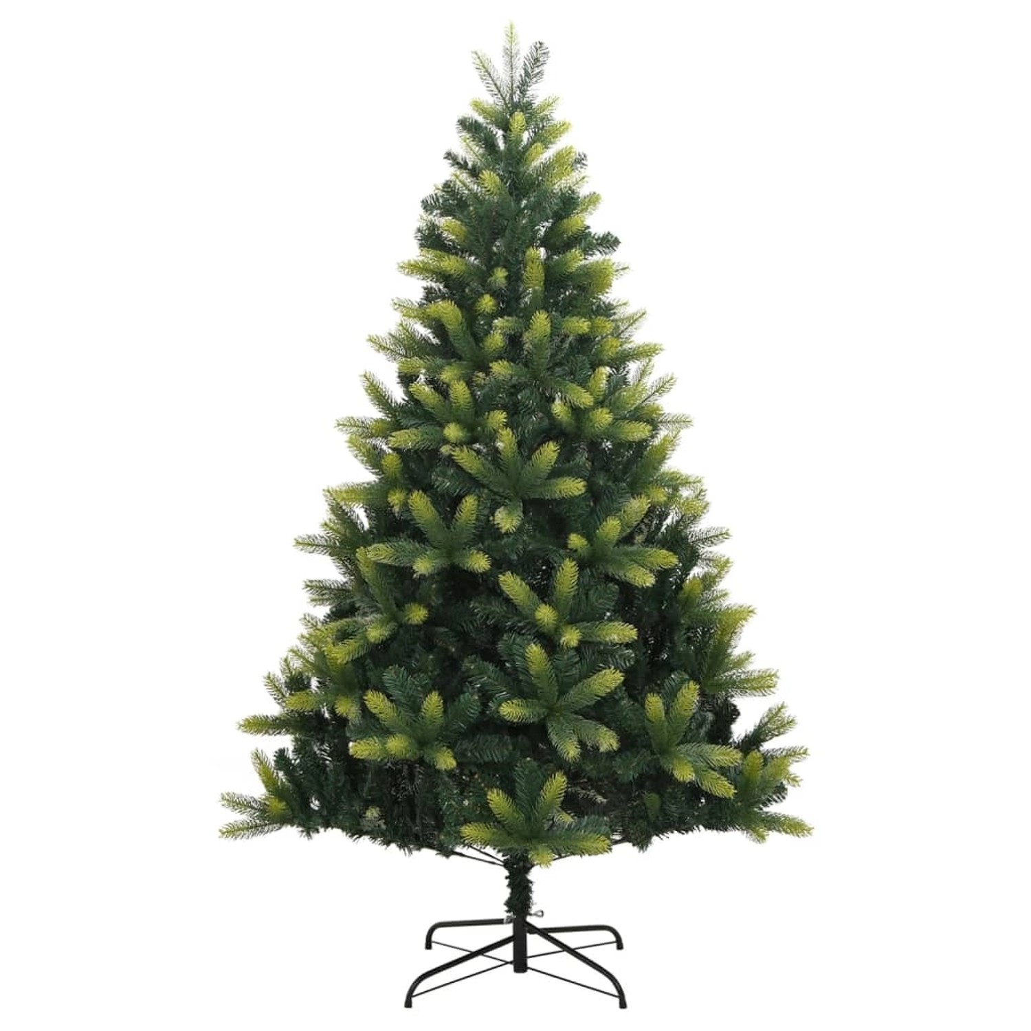 Künstlicher, klappbarer Weihnachtsbaum, 210 cm hoch, hell- und dunkelgrün, mit Ständer.