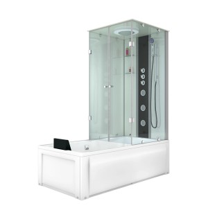 AcquaVapore Dusch-Wanne-Kombination K05-L02, 180x90 cm, mit Duschkabine und weißer Acryl-Badewanne.