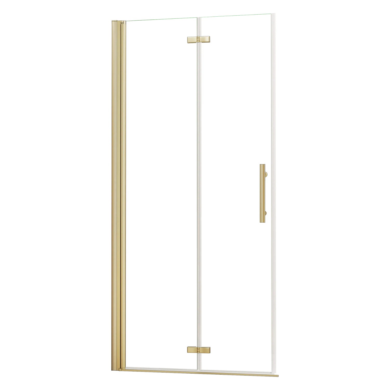 AICA Walk-In Gold Gebürstet 110cm x Höhe 195cm Faltbar Duschwand Duschtür Falttür 6mm Nano-ESG Duschkabine