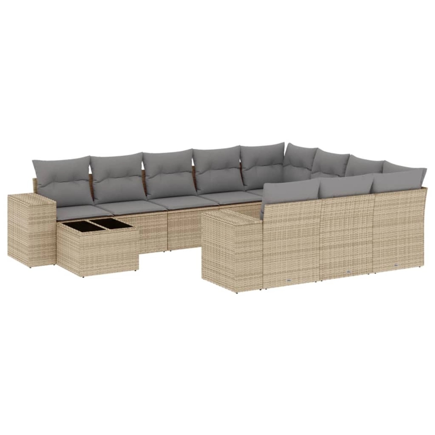vidaXL 11-Tlg Garten-Sofagarnitur mit Kissen Beige Poly Rattan 3255466 günstig online kaufen