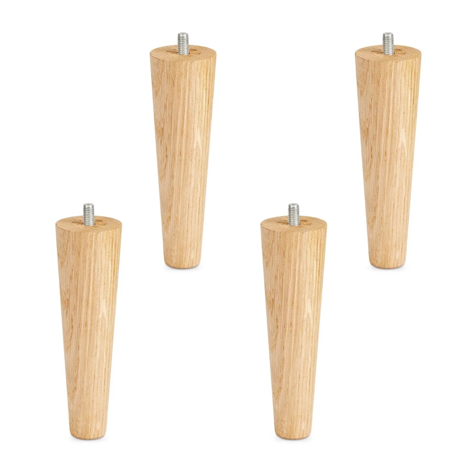 SOTECH 4 Stück Möbelfüße Eiche Massiv Ø45 25 mm Höhe 150 mm