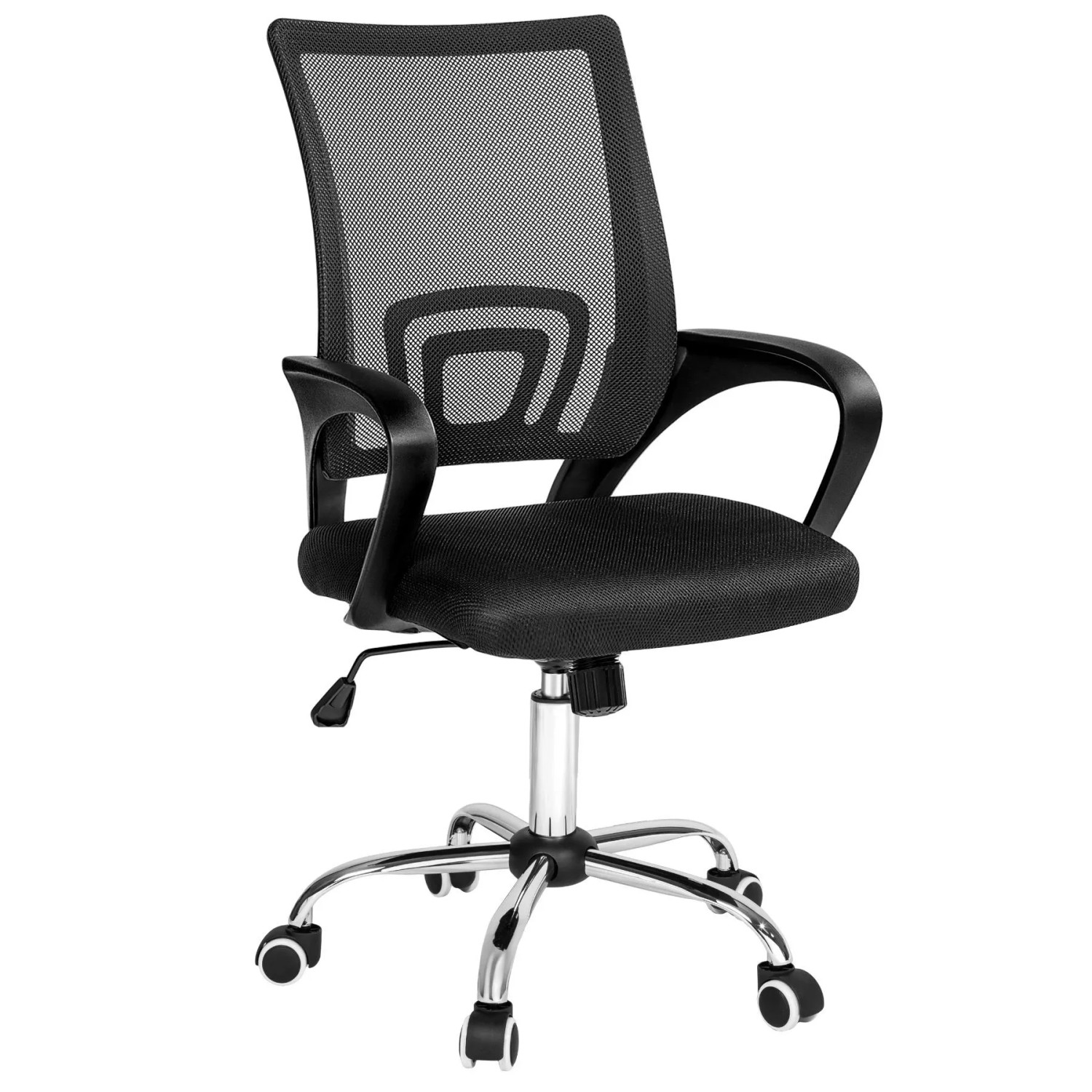 Tectake Bürostuhl Marius Ergonomische Form Mit Lordosenstütze Gute Polsterung  56 x 52 x 100 cm Schwarz