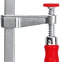 Bessey Leicht-Schraubzwinge LMU10/5 in U-Form, Spannwerkzeug mit rotem Griff und Schutzkappen.