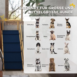 PawHut Hunderampe, klappbar, mit Geländern. Geeignet für kleine bis mittelgroße Hunde.