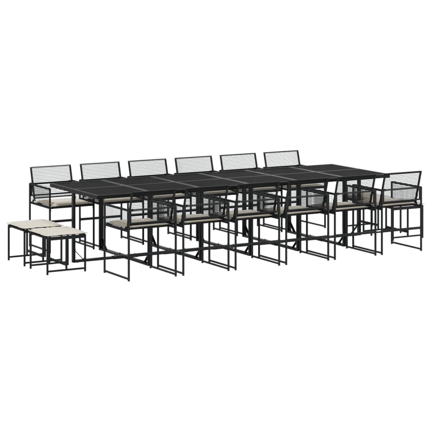 vidaXL 17-Tlg Garten-Essgruppe mit Kissen Schwarz Poly Rattan 3295022 günstig online kaufen