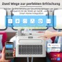 BE COOL 3in1 Caravan Split-Klimagerät mit App-Steuerung und verschiedenen Modi im Wohnwagen.