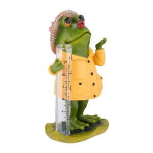 Relaxdays Regenmesser Frosch Polyresin PE Bunt Witterungsbeständig Frostsicher UV-beständig 19 cm x 10,5 cm x 8 cm 380 g