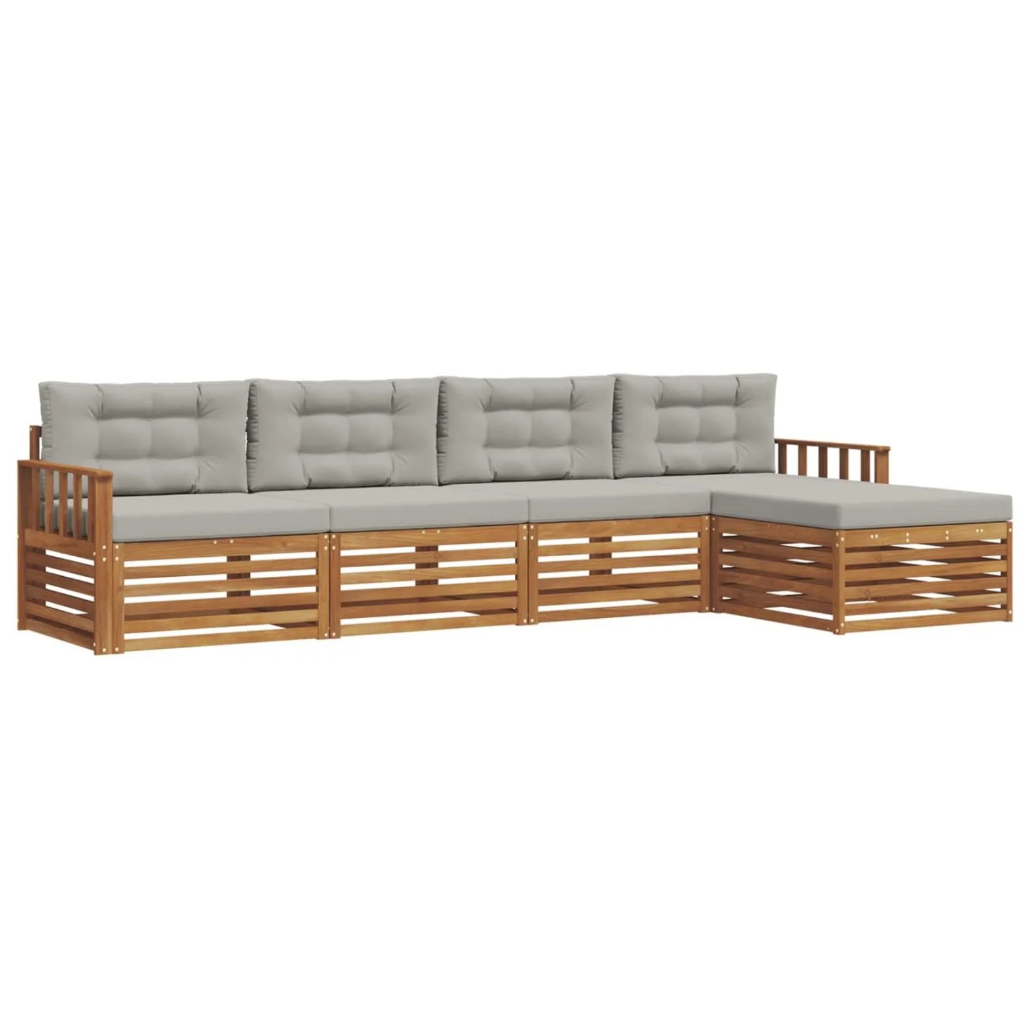 vidaXL Outdoor-Sofagarnitur mit Kissen 5-Tlg Natur und Hellgrau 3373291