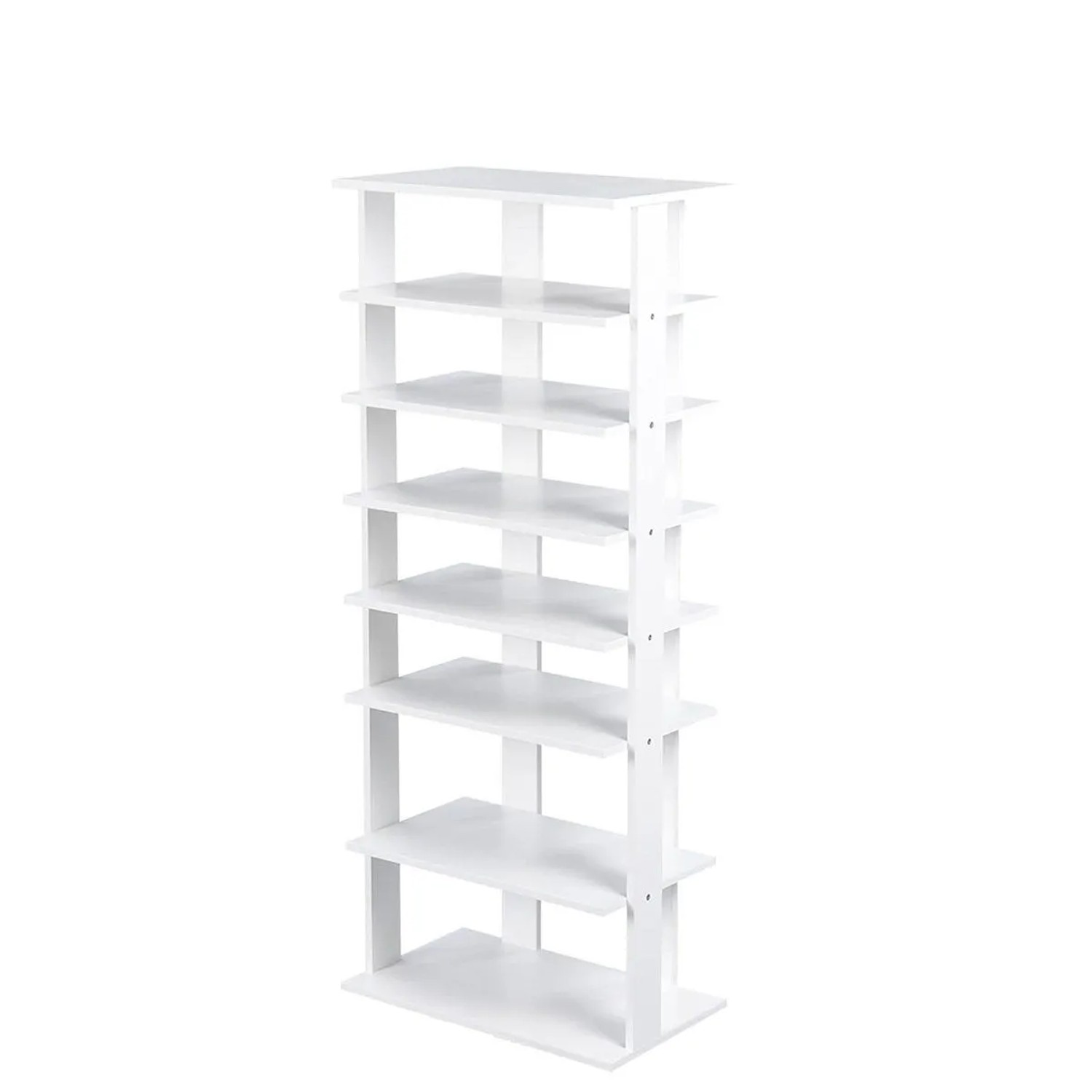 Costway 8 Stufiges Schuhregal Höhenverstellbar Holz Weiß Doppel günstig online kaufen