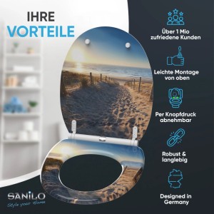 Sanilo WC-Sitz Düne mit Absenkautomatik, Holz Toilettendeckel mit Strandmotiv