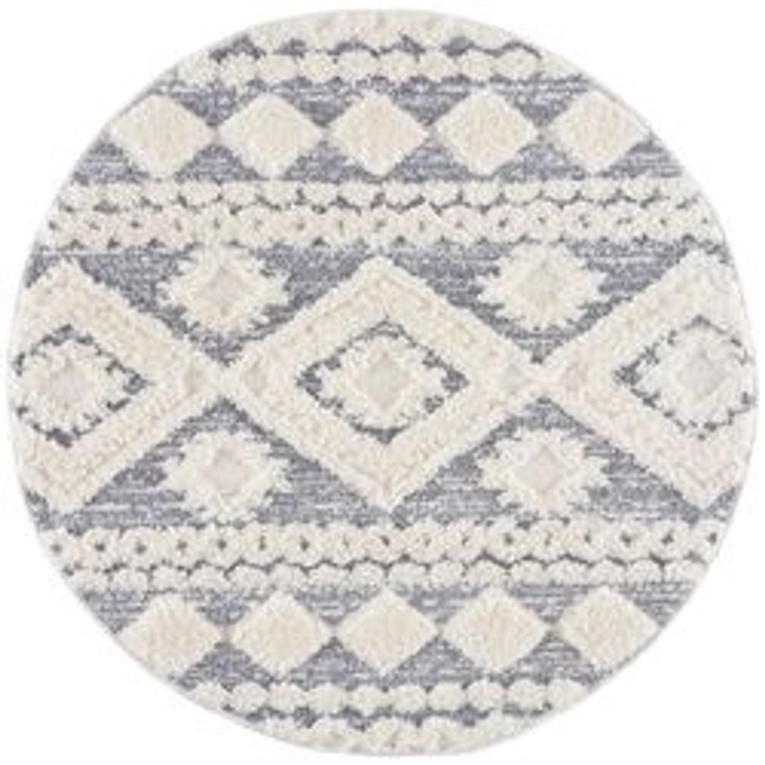 payé Teppich Nara 3005 Hochflor 200x200 cm Rund Grau Boho-Ornament günstig online kaufen