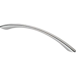 Glänzender, gebogener Möbelgriff 1042 aus Chrom für Schränke und Schubladen.