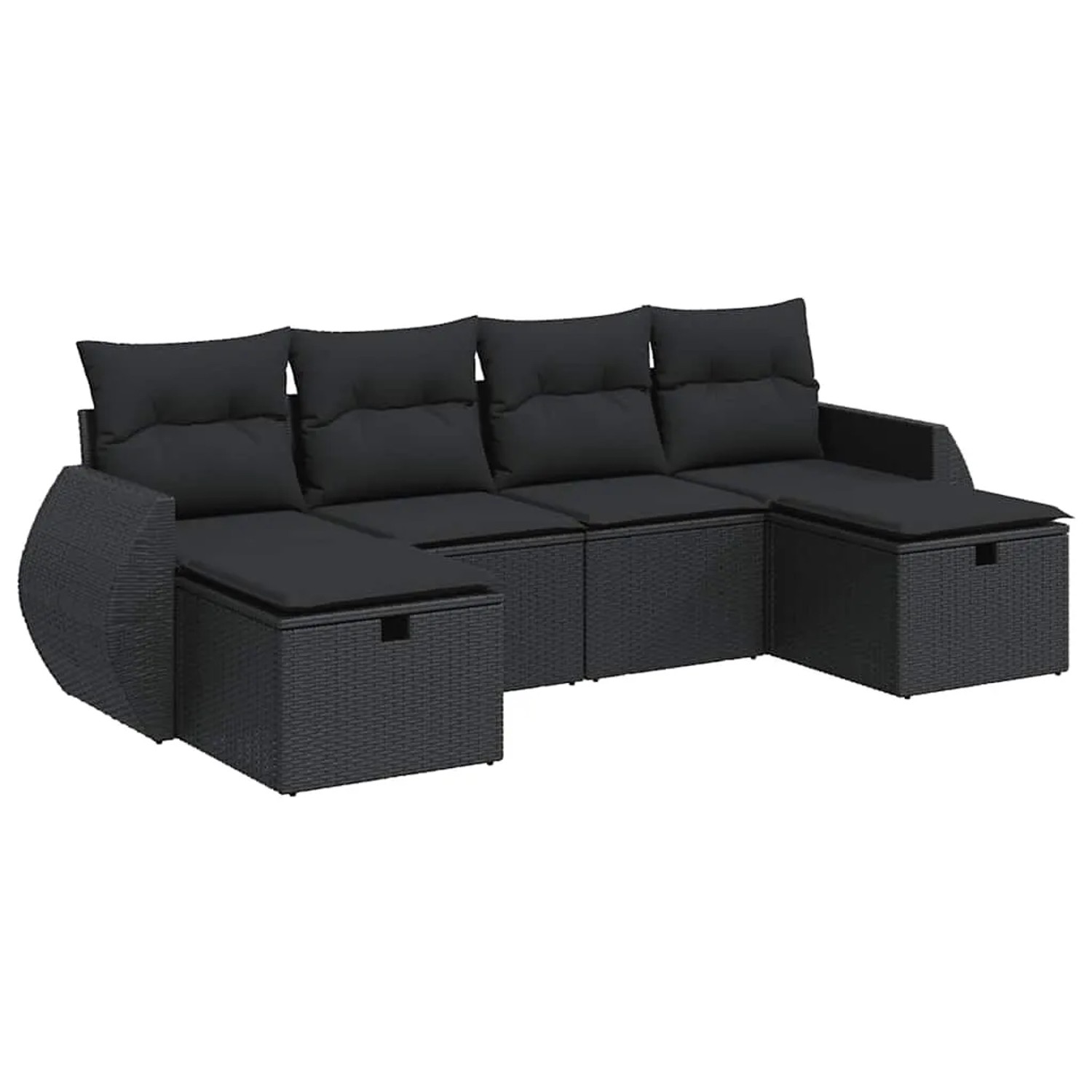 vidaXL 6-Tlg Garten-Sofagarnitur mit Kissen Schwarz Poly Rattan 3325621 günstig online kaufen