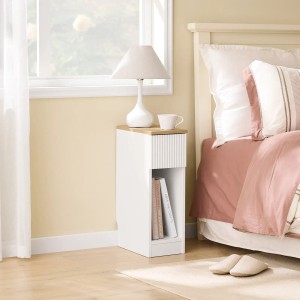 SoBuy Nachttisch Schmal Beistelltisch mit Schublade für Schlafzimmer FBT111-W
