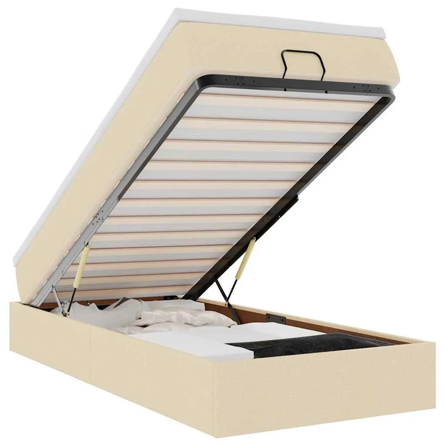 vidaXL Ottoman-Bett mit Matratze Creme 90x190 cm Stoff 3311076