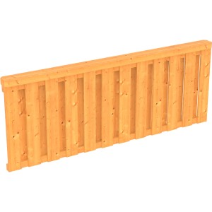 Skan Holz Brüstung aus Douglasie mit Deckelschalung für Terrassenüberdachung, 220cm Pfostenabstand.