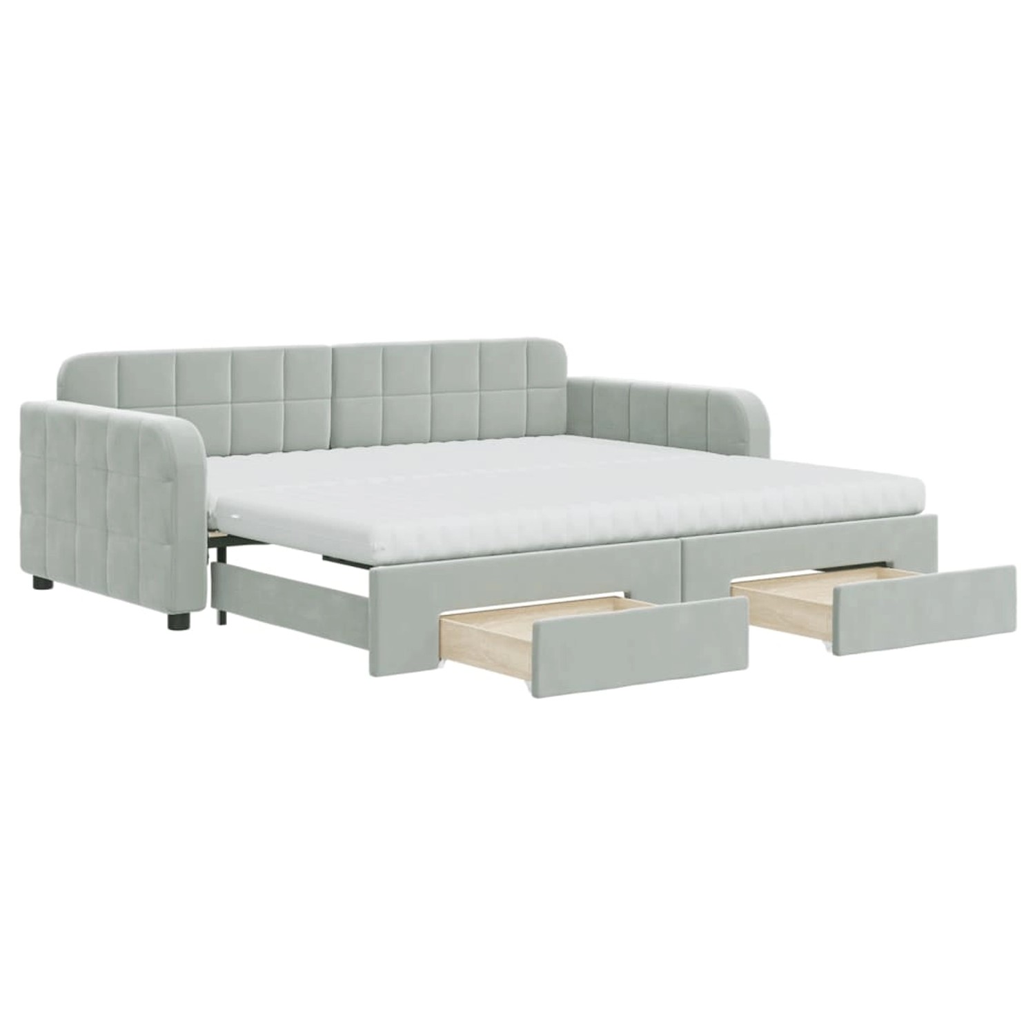 vidaXL Tagesbett Ausziehbar mit Schubladen Hellgrau 90x190 cm Samt 3197014 günstig online kaufen