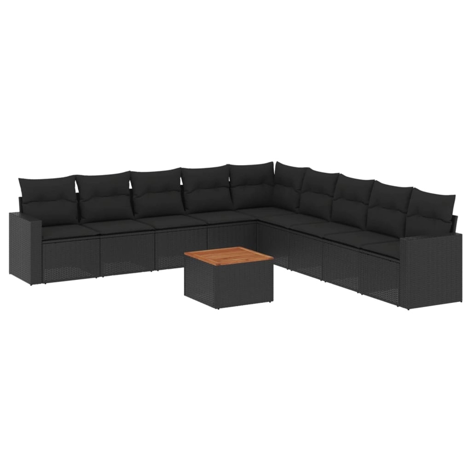 vidaXL 10-Tlg Garten-Sofagarnitur mit Kissen Schwarz Poly Rattan 3224165 günstig online kaufen