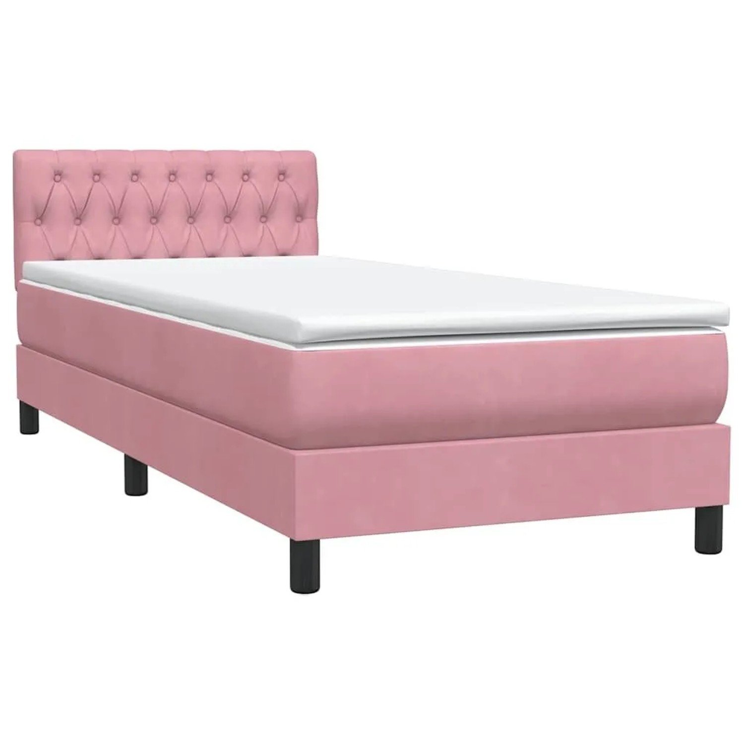 vidaXL Boxspringbett mit Matratze Rosa 90x220 cm Samt 3316532