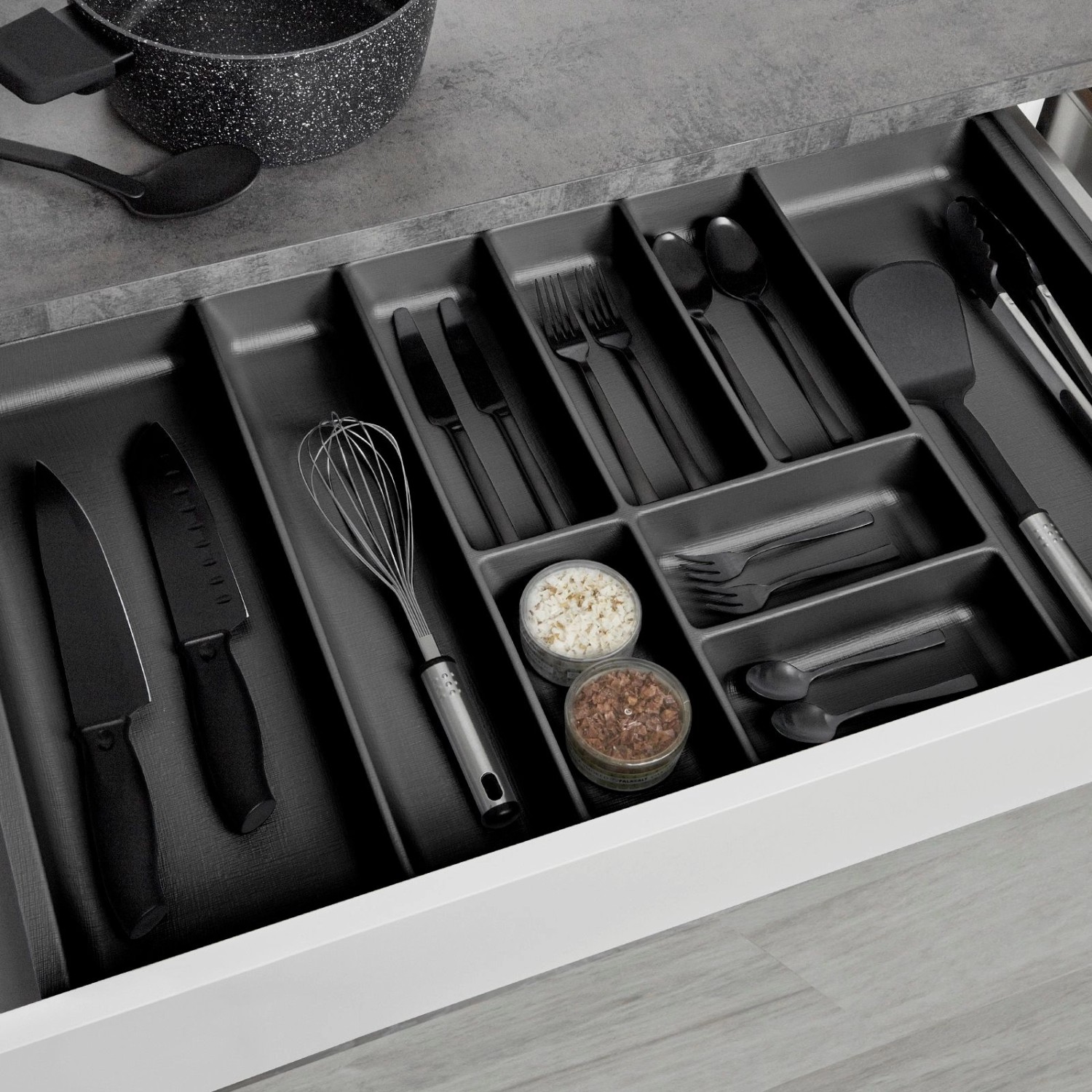 SOTECH ORGA-BOX-3 Besteckeinsätze Tiefe 473 mm Höhe 50,5 mm Anthrazit Schubladeneinsätze Breite 791 mm_4