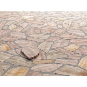 Rosarote Quarzit-Polygonalplatten Rio Rosario, unregelmäßige Form für Terrassen und Gehwege.