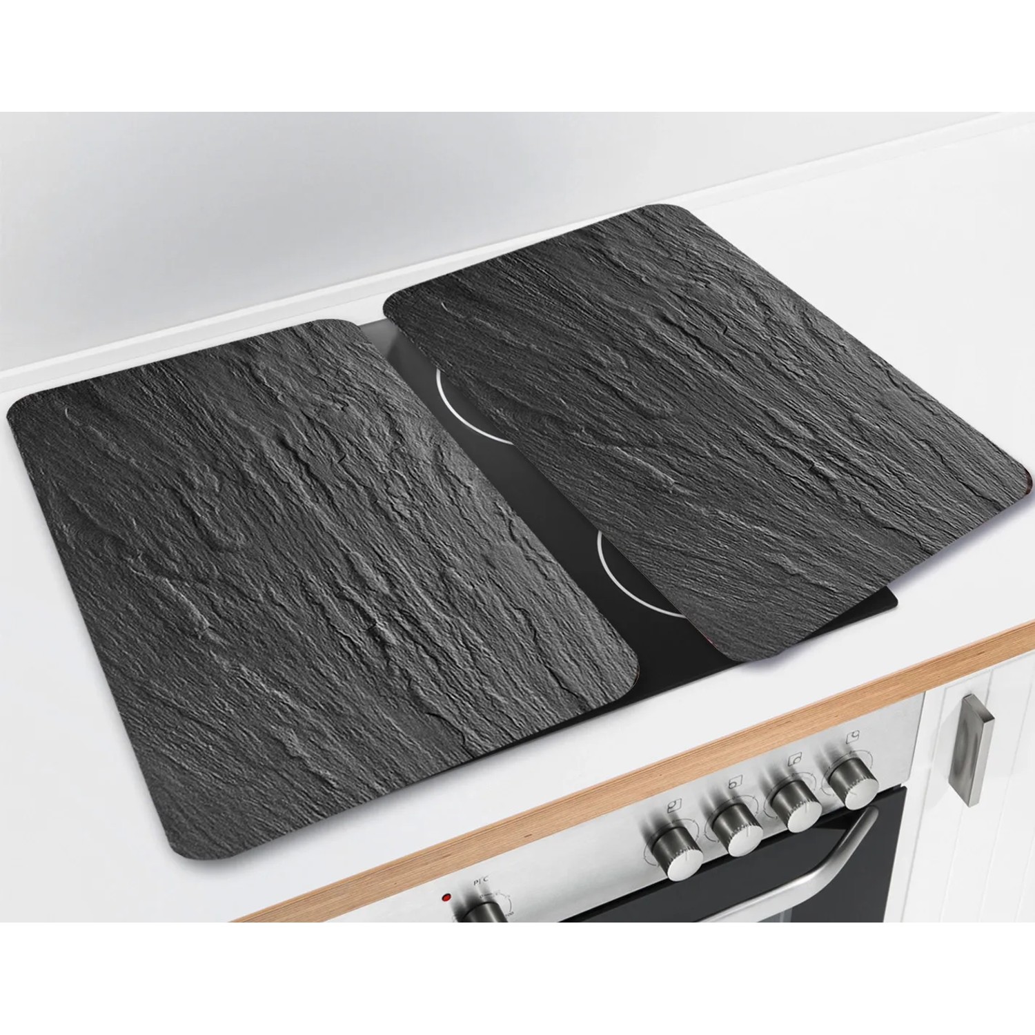 Wenko Herdabdeckplatten 2er Set Schiefer Optik für Glaskeramik-, Elektro- und Gasherde.